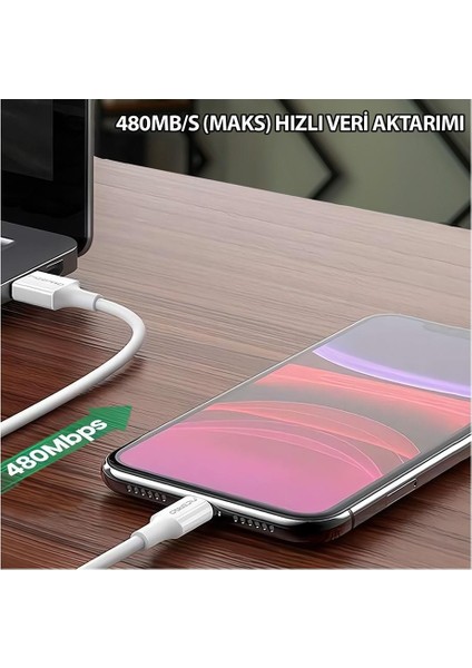 UTC12 60W 1.2m Tpe USB To Type-C Hızlı Şarj ve Data Kablosu