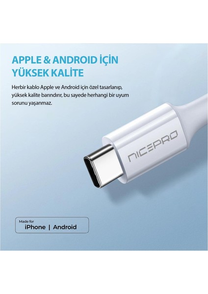UTC12 60W 1.2m Tpe USB To Type-C Hızlı Şarj ve Data Kablosu