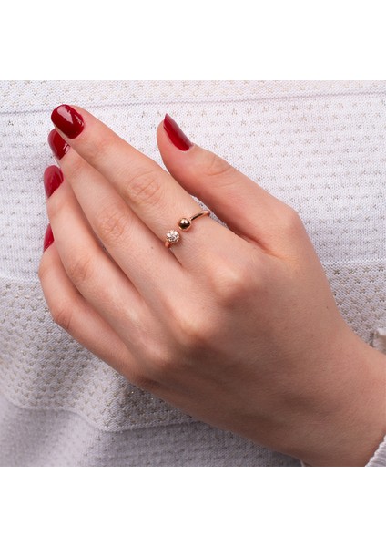 Rose Renk Taş Top Detaylı Gümüş Yüzük NUR-YZ00134 fiyatları