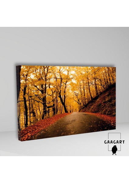 Tekli Yatay Kanvas Duvar Tablosu Sonbahar ve Ormanlık Yol fiyatları