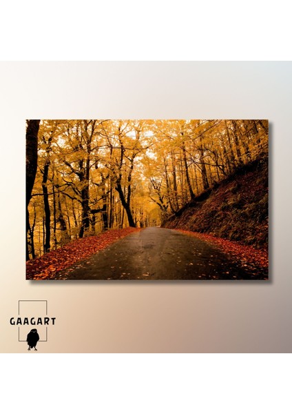 Tekli Yatay Kanvas Duvar Tablosu Sonbahar ve Ormanlık Yol modelleri