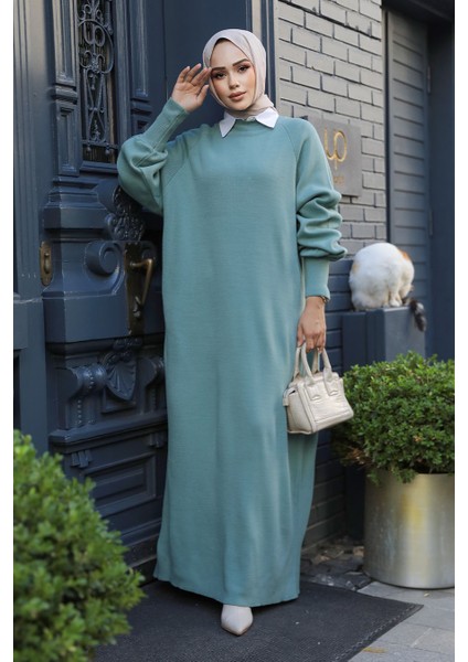 Mint Tesettür Triko Elbise 100013MINT