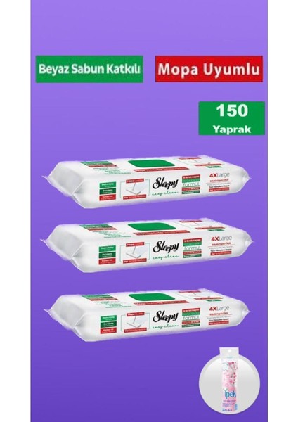 Sleepyeasy Clean Beyaz Sabun Katkılı Mopa Uyumlu Yer Temizlik Havlusu 150 Yaprak Hediyeli