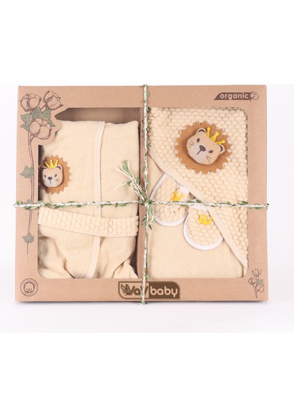 Vavbaby Organik Bambu Bebek Havlu Bornoz Seti Bebek Havlu Kundak Rabbit