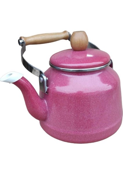 Ahşap Saplı Üstten Tutmalı Vintage Emaye Demlik 2.5 Litre Kırmızı Çaydanlık fiyatları