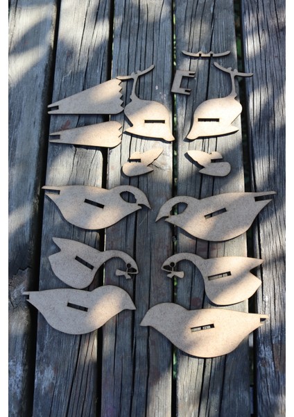 Doğal Ahşap Kuş Figürü Seti 🐦 fiyatları