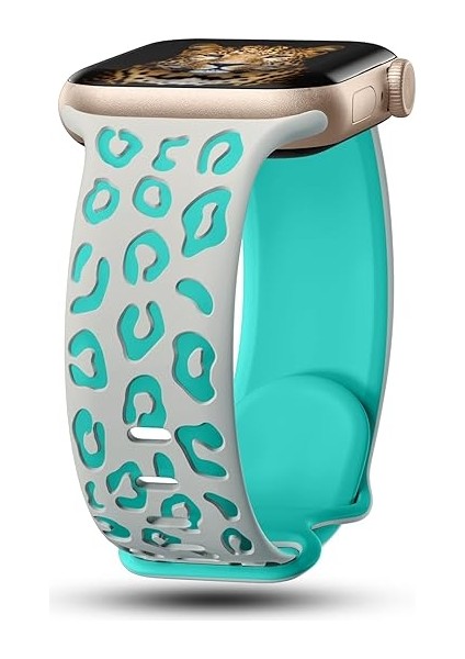 Apple Watch 10 42mm - 38/40/41mm Kordon Leopar Desen Yumuşak Silikon Kordon 2/3/4/5/6/se/7/8/9