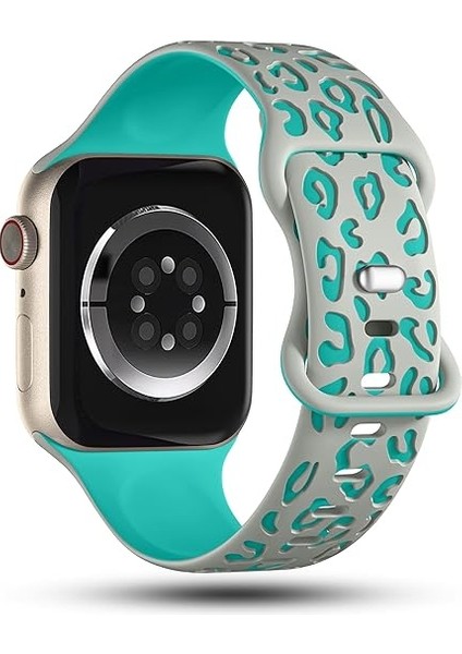 Apple Watch 10 42mm - 38/40/41mm Kordon Leopar Desen Yumuşak Silikon Kordon 2/3/4/5/6/se/7/8/9 modelleri