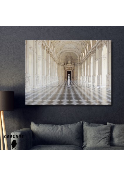 Tekli Yatay Kanvas Duvar Tablosu Işlemeli Sütunlar Görseli