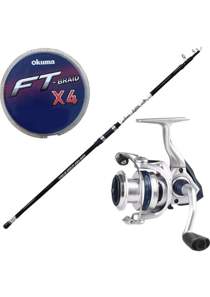 Okuma Surf Kamışı Seti Okuma Aria Tele Surf 3,90 cm 100-200 gr Surf Kamışı&okuma ARIA-6000A Painting Silver 1bb Olta Makinesi fiyatları