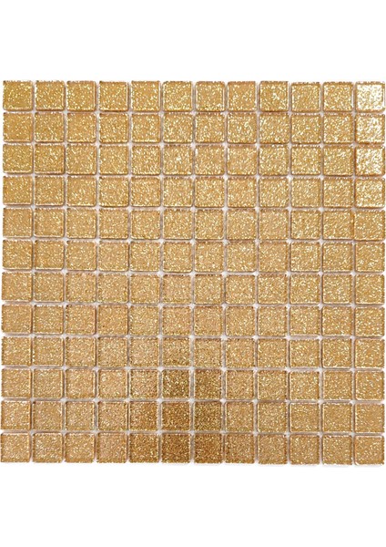 Mutfak Tezgah Arası ve İç Dekorasyonda Tüm Yüzeyler İçin 23 x 23 mm Soft Altın 30 x 30 cm Fileli Kristal Mozaik. ( 1 Kutu=11 File=1m2 Fiyatıdır )