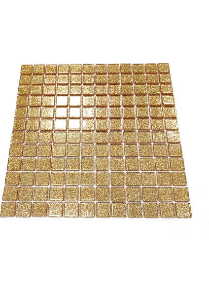 Mutfak Tezgah Arası ve İç Dekorasyonda Tüm Yüzeyler İçin 23 x 23 mm Soft Altın 30 x 30 cm Fileli Kristal Mozaik. ( 1 Kutu=11 File=1m2 Fiyatıdır )