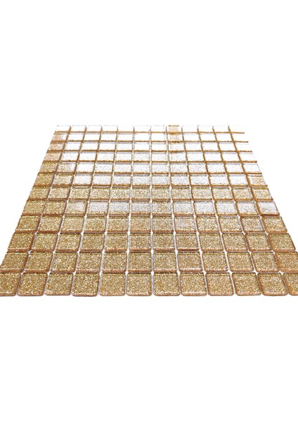 Mutfak Tezgah Arası ve İç Dekorasyonda Tüm Yüzeyler İçin 23 x 23 mm Soft Altın 30 x 30 cm Fileli Kristal Mozaik. ( 1 Kutu=11 File=1m2 Fiyatıdır )