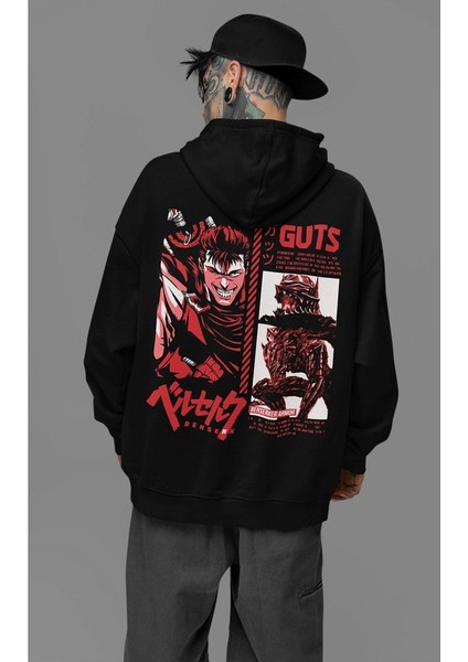Guts Berserk Baskılı Unisex Oversize Anime Hoodie