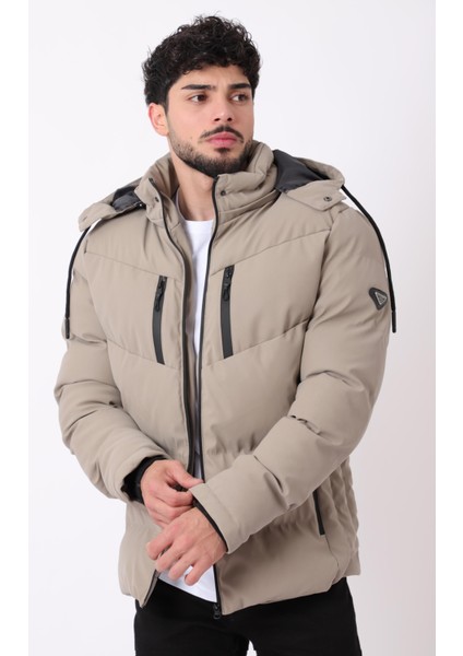 Çift Göğüs Fermuarlı Karbon Deri Şişme Mont Pldp 2986_50406