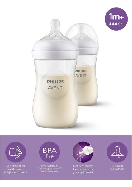 Natural Response Pp 2'li Biberon Seti, 1 Ay 260 ml modelleri