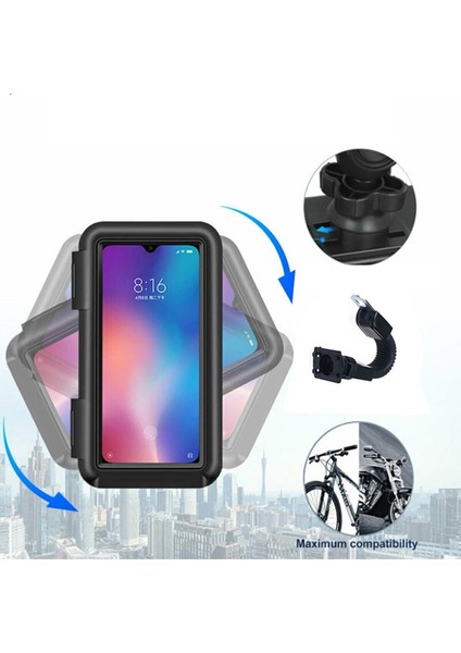 Suporte Motosiklet Telefon Tutucu Kapalı Model ( 4,7 - 6,8 Inches ) Ayna Baglantılı