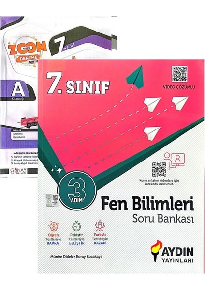 7. Sınıf Fen Bilimleri Üç Adım Soru Bankası - Yeni - Günay Yayınları Denemeli