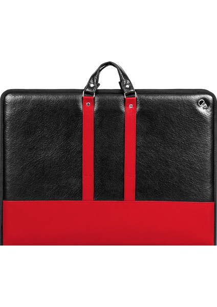 35x50 cm (40x55 cm) Suni Deri Profesyonel Resim - Proje Çantası Siyah-Kırmızı