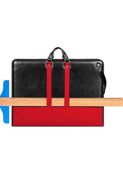 35x50 cm (40x55 cm) Suni Deri Profesyonel Resim - Proje Çantası Siyah-Kırmızı fiyatları