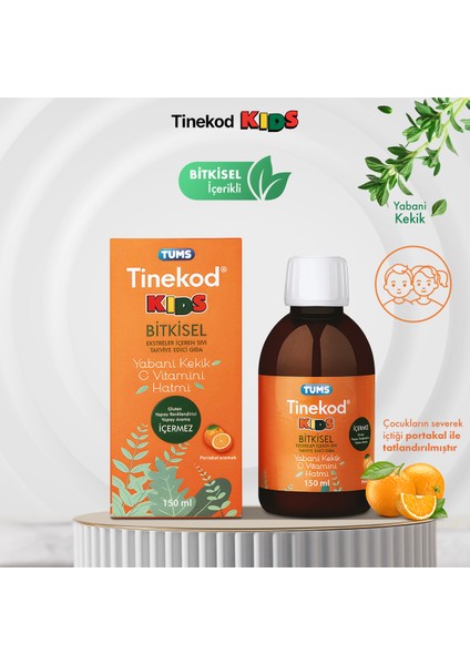 Tinekod Kids Çocukları için Şurup Portakal Aromalı 150ML