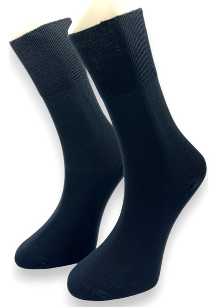 Ciho Socks Premium 4 Çift Erkek Dikişsiz Bambu-Diya-Betik-Comfort Lastik Siyah Laci Füme Soket Çorap