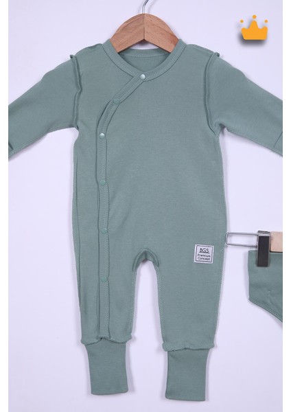 Babyhola 48CM Prematüre Serisi Pamuk Dıştan Dikişli Boydan Çıtçıtlı Tulum Bere Önlük Takım 22432
