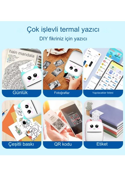 Mini Cep Yazıcı, Fotoğraf, Makbuz, Notlar, Not Etiketleri Mürekkepsiz Yazdırma Ios Android Uyumlu indirimleri