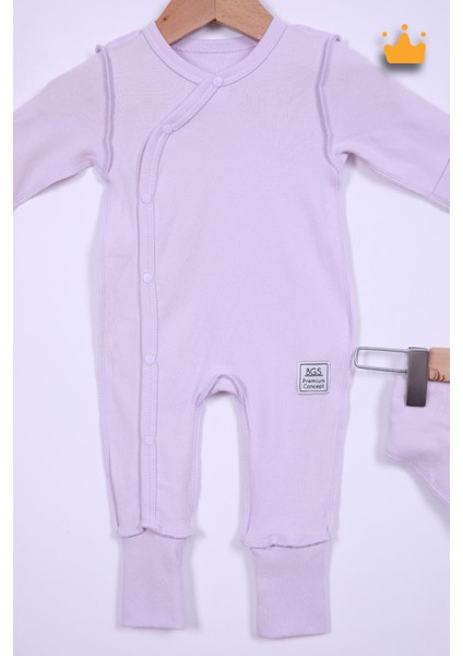 Babyhola 48CM Prematüre Serisi Pamuk Dıştan Dikişli Boydan Çıtçıtlı Tulum Bere Önlük Takım 22432