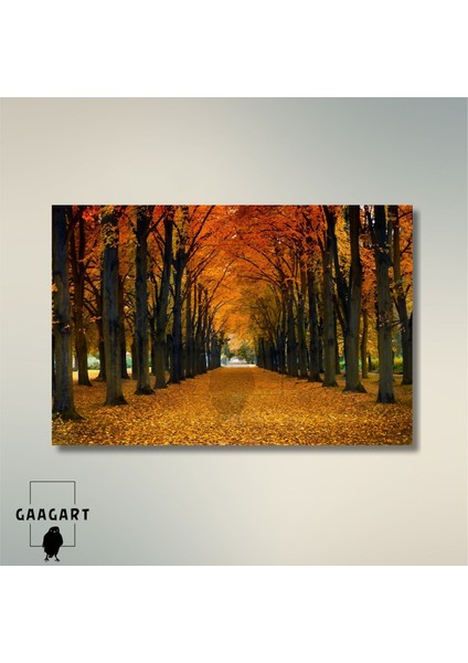 Tekli Yatay Kanvas Duvar Tablosu Sonbaharda Ağaç Manzarası modelleri