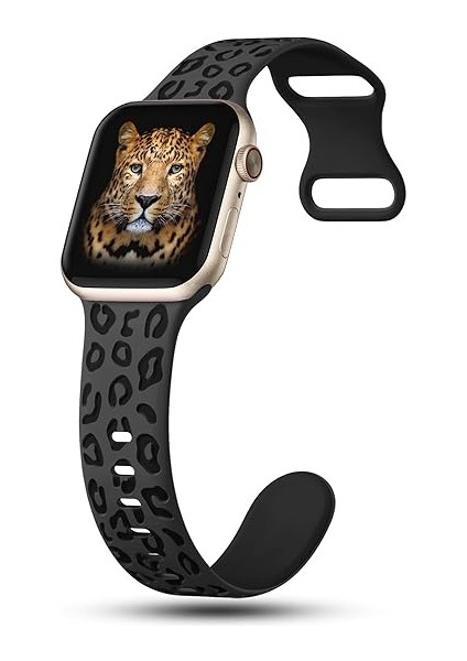 Apple Watch 42/44/45/46/49mm Kordon Leopar Desen Yumuşak Silikon Kordon 2/3/4/5/6/se/7/8/9/10/ultra