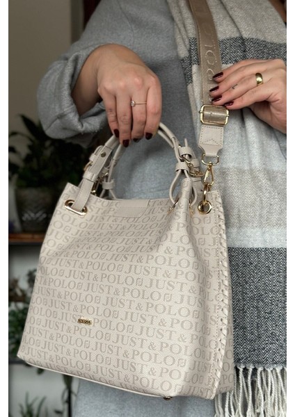 Kadın Örgülü 4 Bölmeli Omuz Çantası ve El Çantası 2180-GD