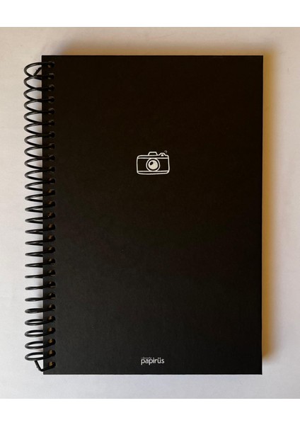 Mini Serisi Kareli Defter, Spiralli, Sert Kapaklı, 16 x 23 Cm, 100 Yaprak (Ön Kapakta Fotoğraf Makinesi Çizimli)