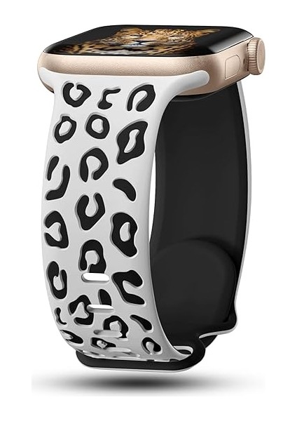 Apple Watch 44/45/46/49mm Kordon Leopar Desen Yumuşak Silikon Kordon 2/3/4/5/6/se/7/8/9/10/11/ultra