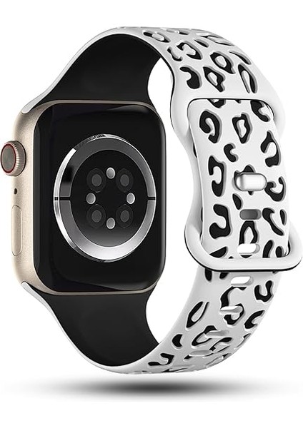 Apple Watch 44/45/46/49mm Kordon Leopar Desen Yumuşak Silikon Kordon 2/3/4/5/6/se/7/8/9/10/11/ultra modelleri