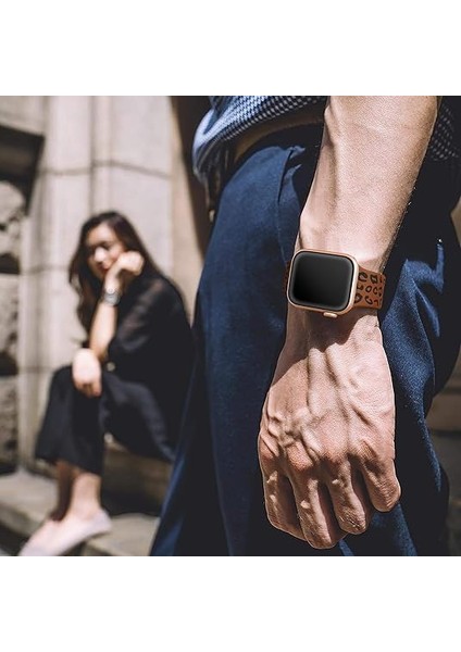 Apple Watch 44/45/46/49mm Kordon Leopar Desen Yumuşak Silikon Kordon 2/3/4/5/6/se/7/8/9/10/11/ultra indirimleri