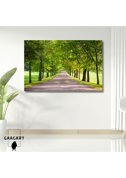 Tekli Yatay Kanvas Duvar Tablosu Yeşil Çimenler ve Yol