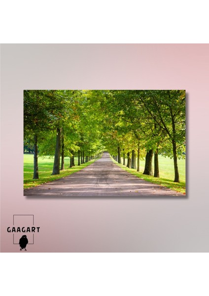 Tekli Yatay Kanvas Duvar Tablosu Yeşil Çimenler ve Yol modelleri
