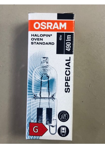 2 Adet Osram G9 40W=490 Lümen Fırın Lambası