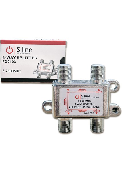 Sline 5-2500MHZ 3lü Uydu Dağıtıcı 1/3 Splitter