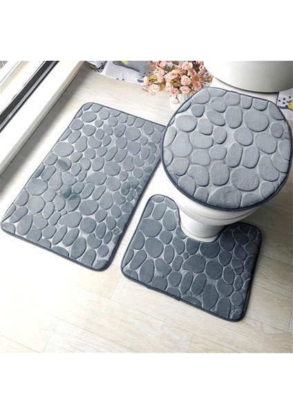 Küvet Klozet Önü ve Üstü 3 Parça Kaymaz Hafızalı Köpük Banyo Paspası - FC795