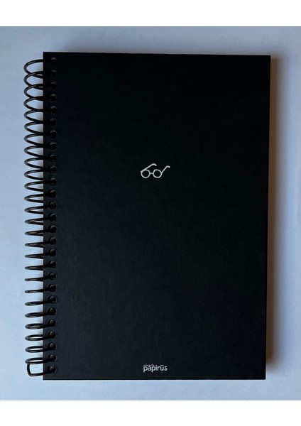 Mini Serisi Kareli Defter, Spiralli, Sert Kapaklı, 16 x 23 Cm, 100 Yaprak (Ön Kapakta Gözlük Çizimli)