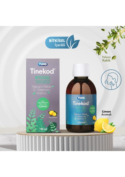 Tinekod Bitkisel Içerikli Şurup | Yabani Kekik, C Vitamini Ve Hatmi Çiçeği 150ml