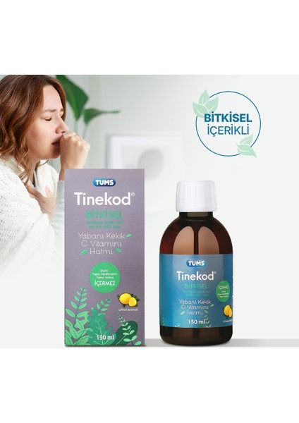 Tinekod Bitkisel Içerikli Şurup | Yabani Kekik, C Vitamini Ve Hatmi Çiçeği 150ml