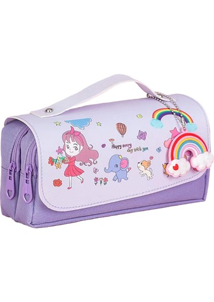Karikatür Dekompresyon Kalem Çantası Yüksek Değerli Sevimli Kızlar Çok Fonksiyonlu Büyük Kapasiteli Kırtasiye Kutusu (Yurt Dışından)