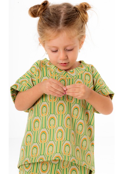 Mini Kids – Meadow Yeşil, Örme Kumaş, V Yaka Süveter