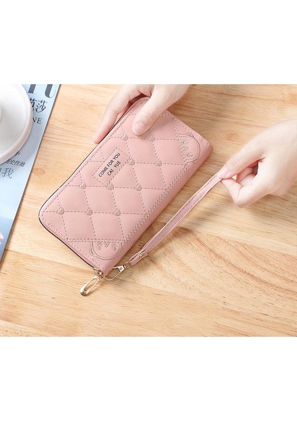 Yeaın Cüzdan Kart Tutucu Yüksek Kaliteli Pvc Kumaş Düz Renk Stili, Açık Pembe (Yurt Dışından)