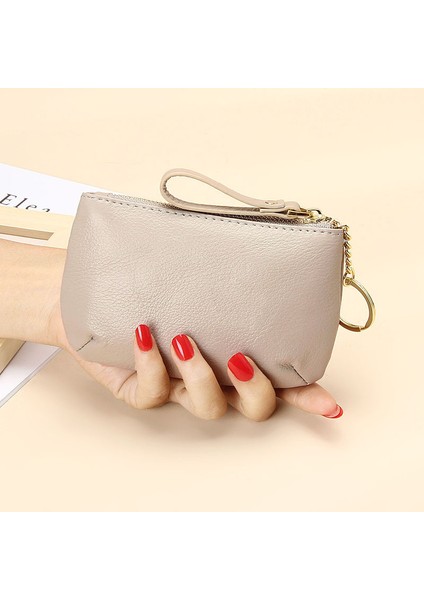 Yeaın Cüzdan Kart Tutucu Yüksek Kaliteli Birinci Katman Sığır Derisi Malzemesi Düz Renk Stili, Gri (Yurt Dışından)