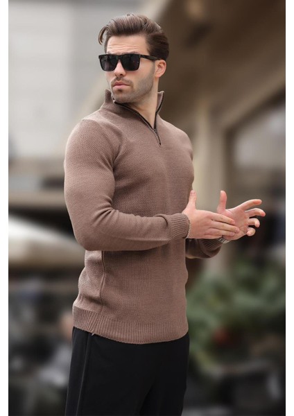 Vizon Fermuar Yaka Uzun Kollu Örme Kazak 7286 fiyatları