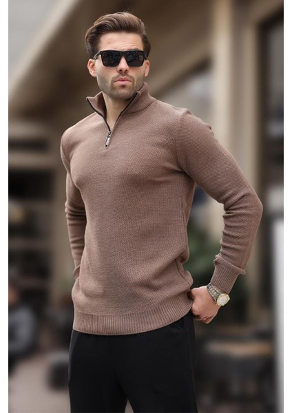 Vizon Fermuar Yaka Uzun Kollu Örme Kazak 7286 modelleri